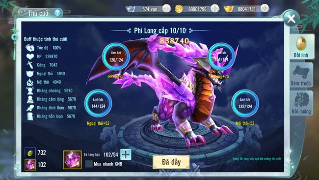 Thuộc tính của Pet trong Nhat Kiem Giang Ho