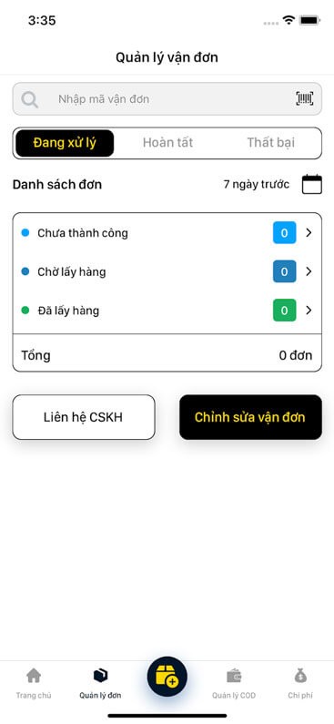 Quản lý vận đơn