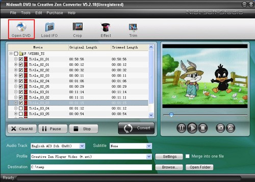 Nidesoft DVD to Creative Zen Converter