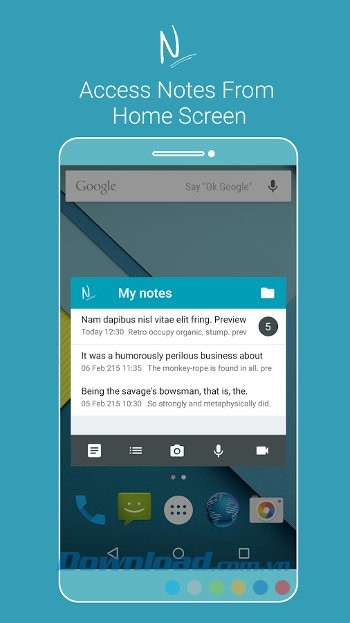 Xem ghi chú trên màn hình chủ với Nimbus Note