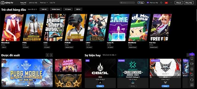 Xem menu, chọn một kênh có sẵn và bắt đầu theo dõi