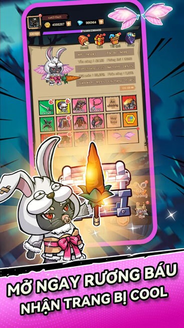 Mở rương kho báu nhận trang bị