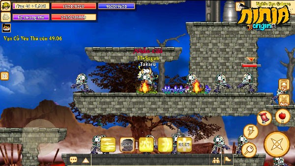 Giao diện chiến đấu game Ninja Origin: Ninja Huyền Thoại