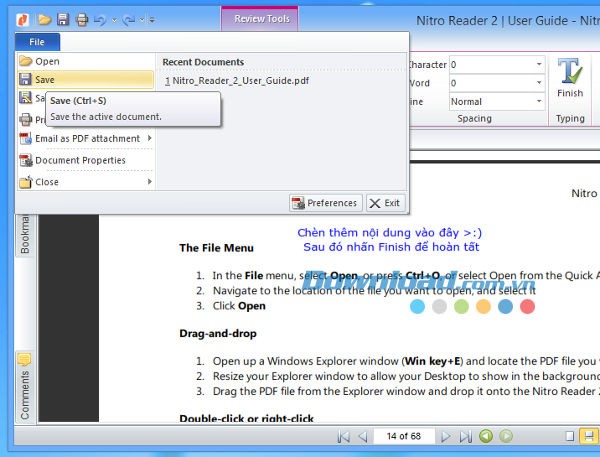 Chọn File > Save hoặc nhấn Ctrl + S để lưu thay đổi