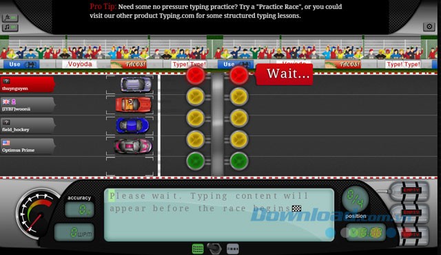 Tham gia vào cuộc đua vô cùng thú vị trong game