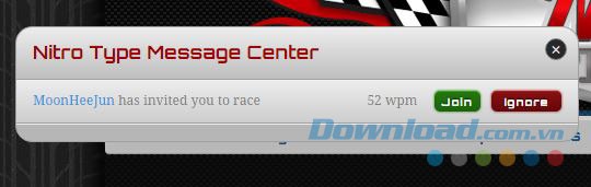 Gửi lời mời tham gia đua cùng bạn bè