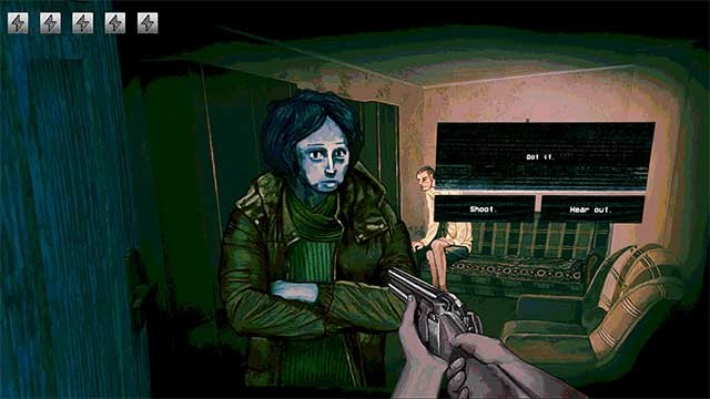 Sau khi xác định điểm đáng nghi, nhân vật chính sẽ tự động chĩa súng vào khách