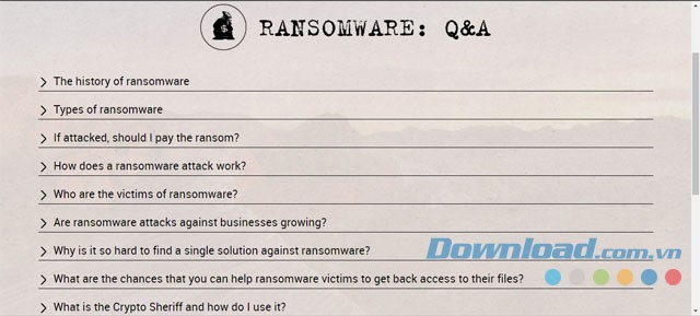 Xem phần câu hỏi và trả lời trên trang web No More Ransom chống phần mềm tống tiền