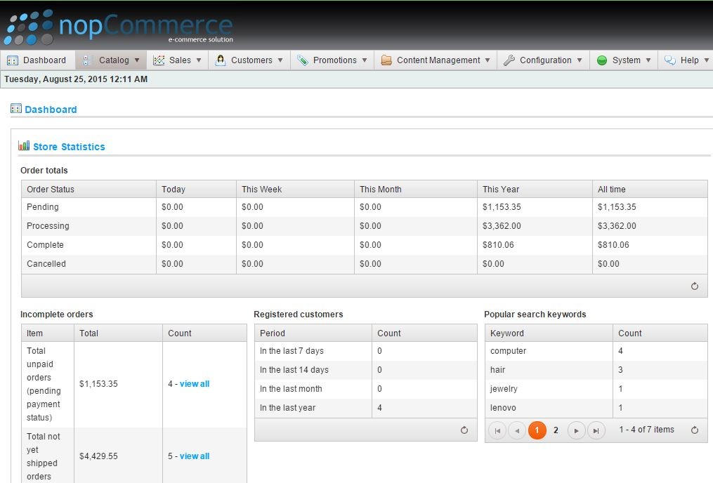 Giao diện nopCommerce