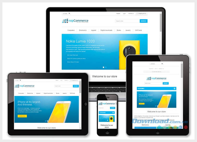 nopCommerce hoạt động trên nền tảng di động
