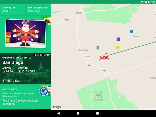 Theo dõi hành trình tặng quà của ông già Noel trong game Santa Tracker Android