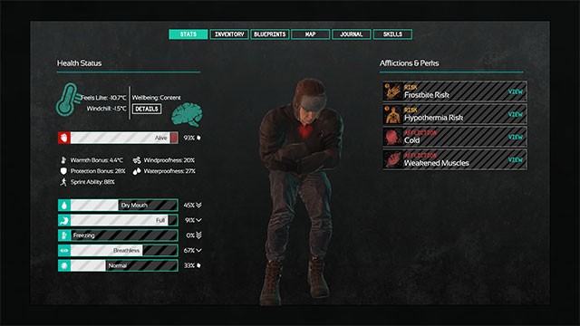 Kiểm soát thật tốt các chỉ số sinh tồn của nhân vật trong game Northern Lights