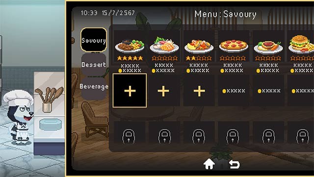 Khám phá menu đồ ăn đa dạng và hấp dẫn trong game Not Monday Cafe