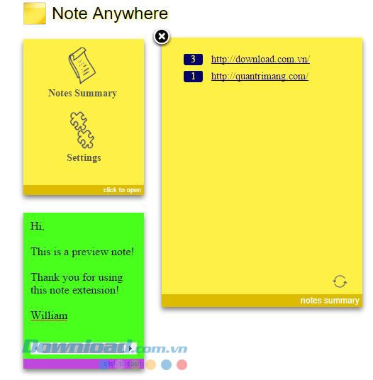 Danh sách các trang web có ghi chú