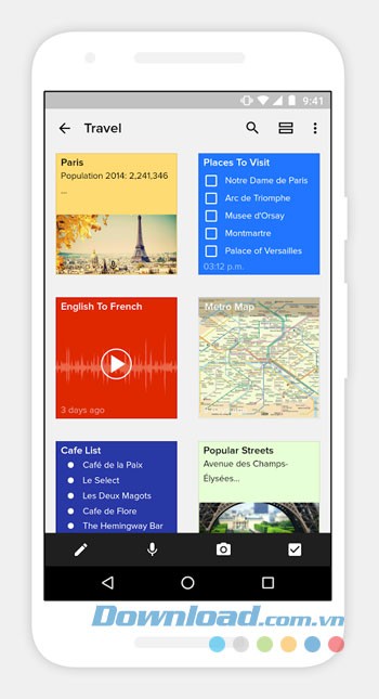 Giao diện sử dụng Zoho Notebook trên Android
