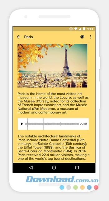 Giao diện sử dụng Zoho Notebook trên Android