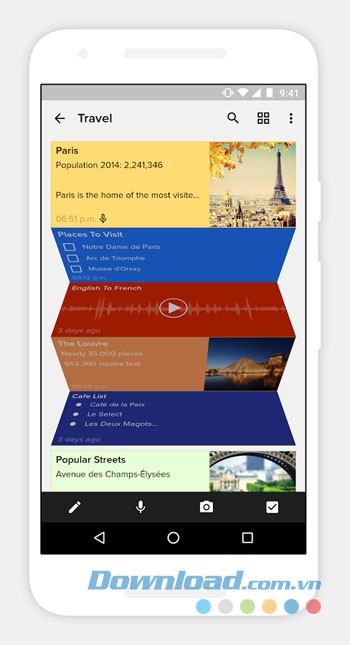 Giao diện sử dụng Zoho Notebook trên Android