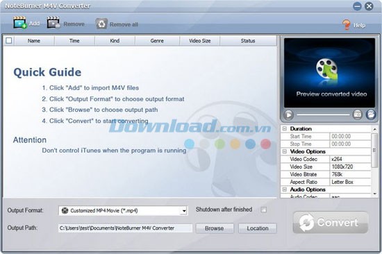 Noteburner M4V Converter