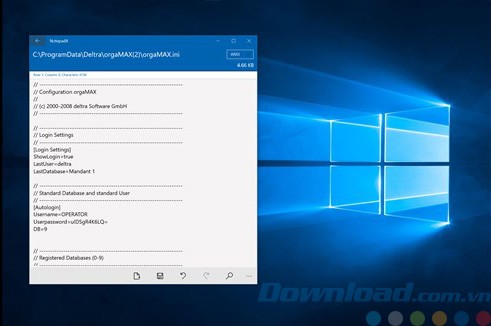 Giao diện của NotepadX cho Windows 10