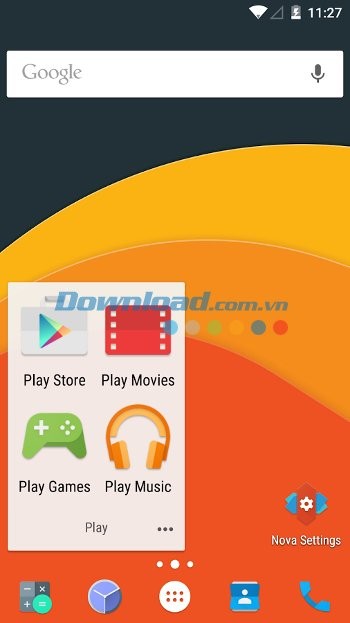 Màn hình chủ sau khi cài đặt Nova Launcher