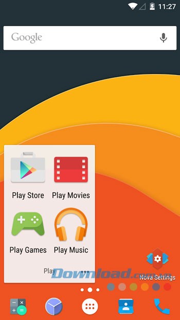 Giao diện cài đặt Nova Launcher Prime trên Android