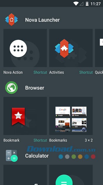 Giao diện cài đặt Nova Launcher Prime trên Android