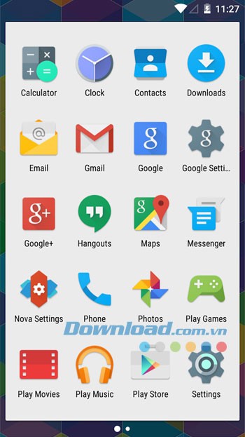 Giao diện cài đặt Nova Launcher Prime trên Android