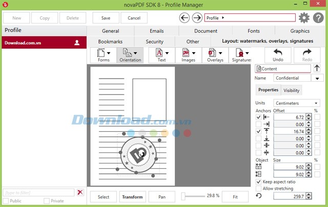 Quản lý hình mờ với novaPDF SDK