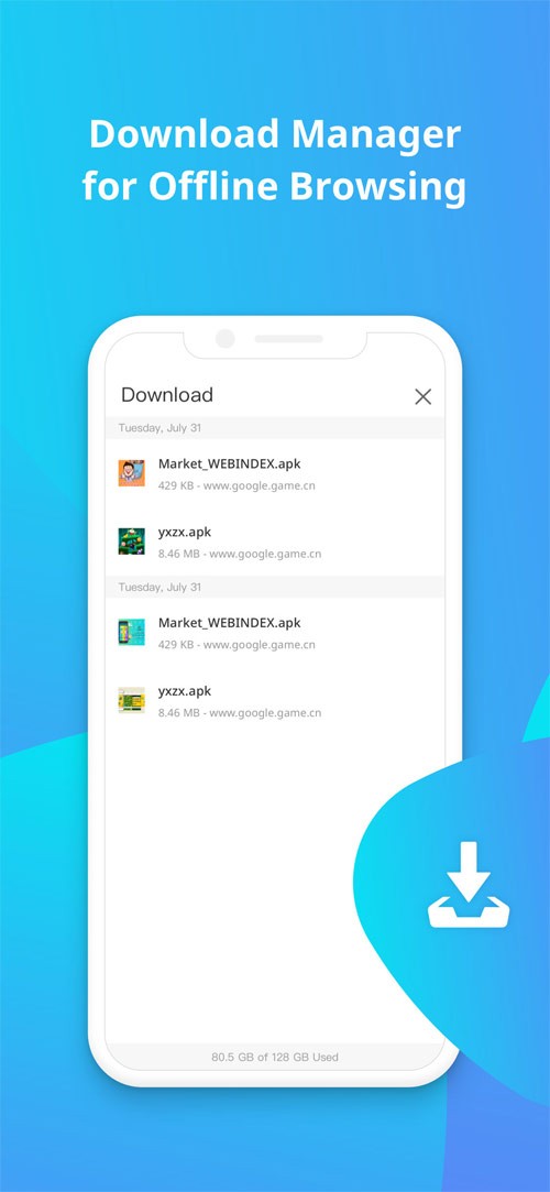 Tính năng quản lý download để duyệt web offline