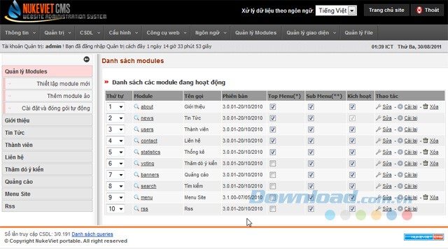 Quản lý các module