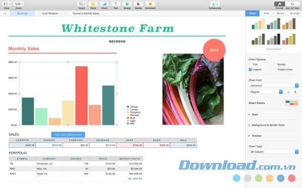 Ứng dụng lập bảng tính miễn phí Numbers cho Mac