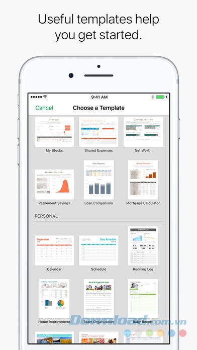 Sử dụng template có sẵn