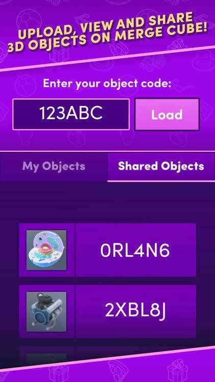 Object Viewer cho phép bạn upload, xem và chia sẻ các vật thể 3D trên Merge Cube
