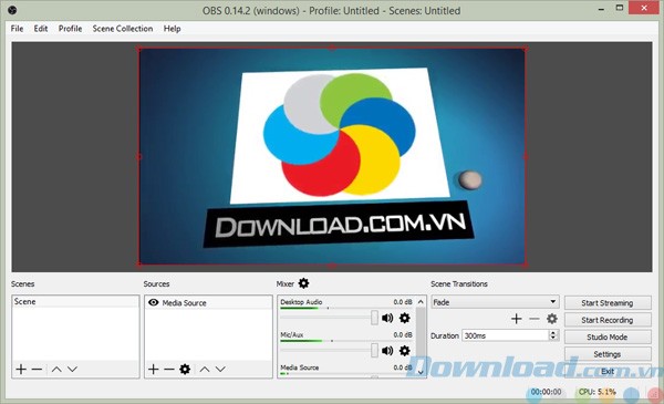 Giao diện của OBS Studio