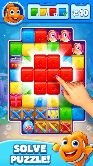 Giải quyết các câu đố phá khối vui nhộn trong game Ocean Blast