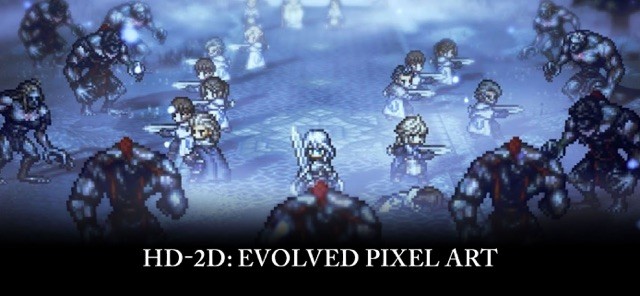 Game OCTOPATH TRAVELER: CotC được thiết kế với nghệ thuật pixel 2D, được tăng cường bằng hiệu ứng 3D-CG