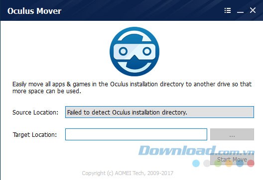 Giao diện Oculus Mover