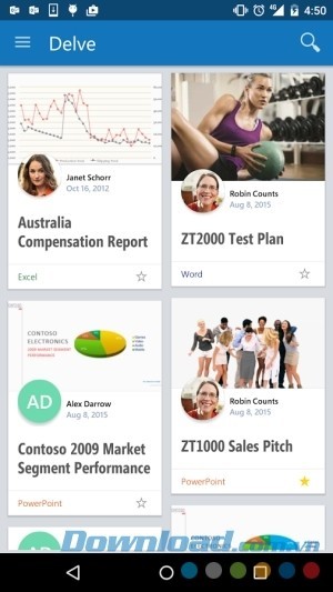 Ứng dụng quản lý tài liệu Office Delve cho Android