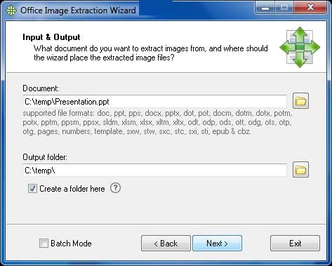 Cấu hình trích xuất ảnh trong Office Image Extraction Wizard