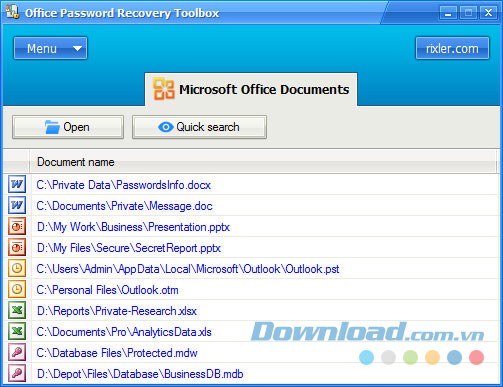 Khôi phục mật khẩu tài liệu MS Office