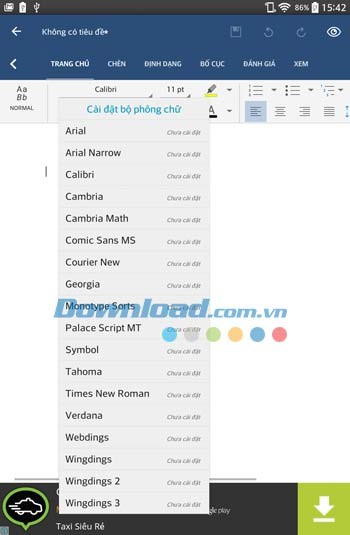 OfficeSuite 8 hỗ trợ nhiều phông chữ