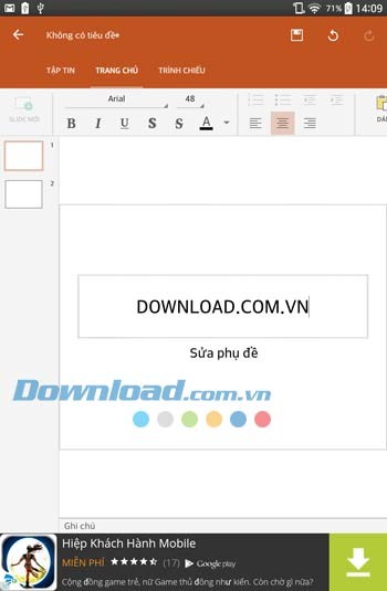 Giao diện PowerPoint trên OfficeSuite 8