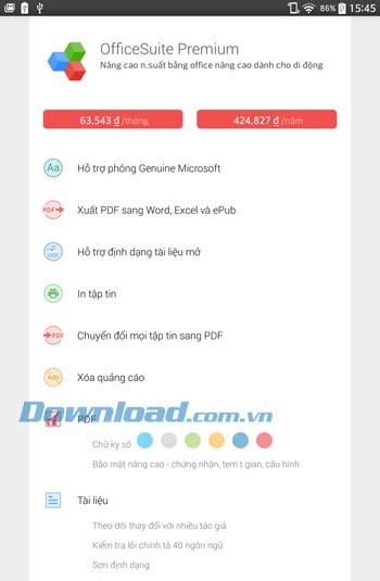 OfficeSuite 8 phiên bản cao cấp