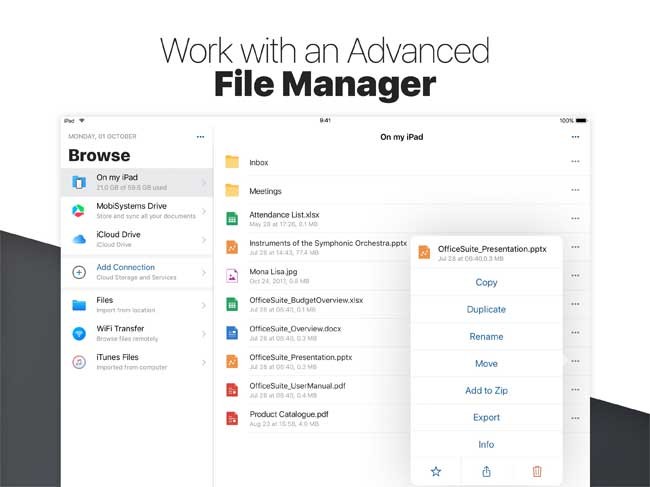 OfficeSuite & PDF editor cho iOS là app quản lý file thông minh