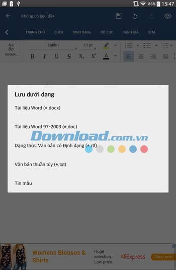 OfficeSuite 8 cho phép lưu văn bản Word theo nhiều dạng