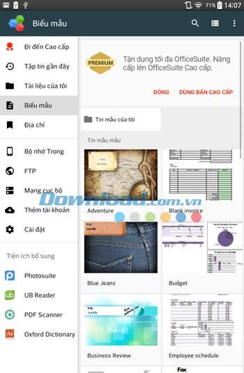 OfficeSuite 8 cung cấp nhiều biểu mẫu