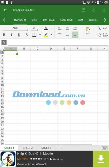 Giao diện Excel trên OfficeSuite 8