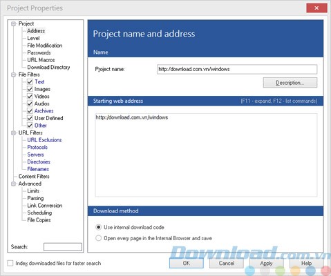 Tạo dự án mới
