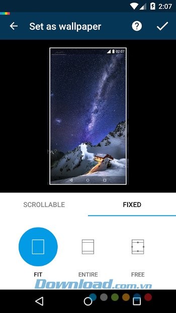 Các tùy chọn thiết lập hình nền của OGQ Backgrounds HD