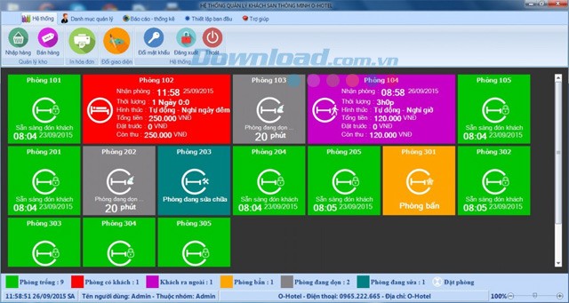 OHotel hỗ trợ cập nhật sơ đồ phòng